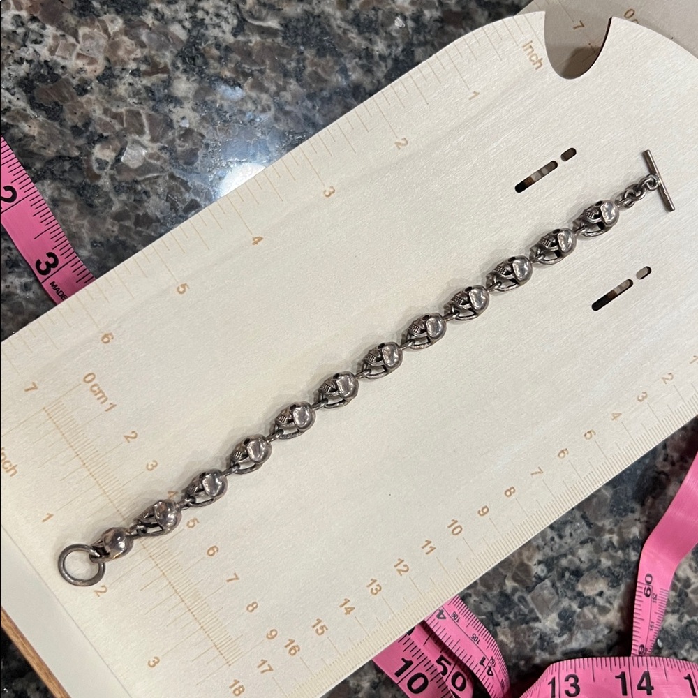 1980s rock and roll - Vintage silver skull bracelet